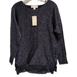 𝅺new Micheal Kors Sz Sm Black Silver Metallic Sweater